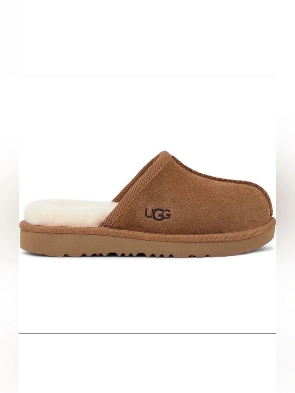 UGG Keegan Chestnut Shearling Slide Slippers Kids 13M Suede Leather NWT Cozy